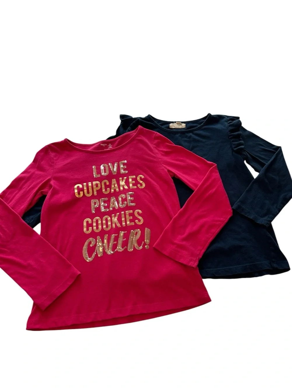 Girls Long Sleeve Graphic Tee Shirt Set Pink & Navy GapKids & Peek Girls Size 10
